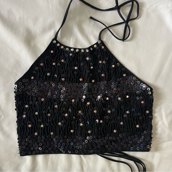 vintage a gaci too usa halter sequin top - Picture 4 of 6